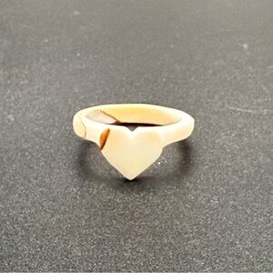 Carved Heart Shell Ring Size 6